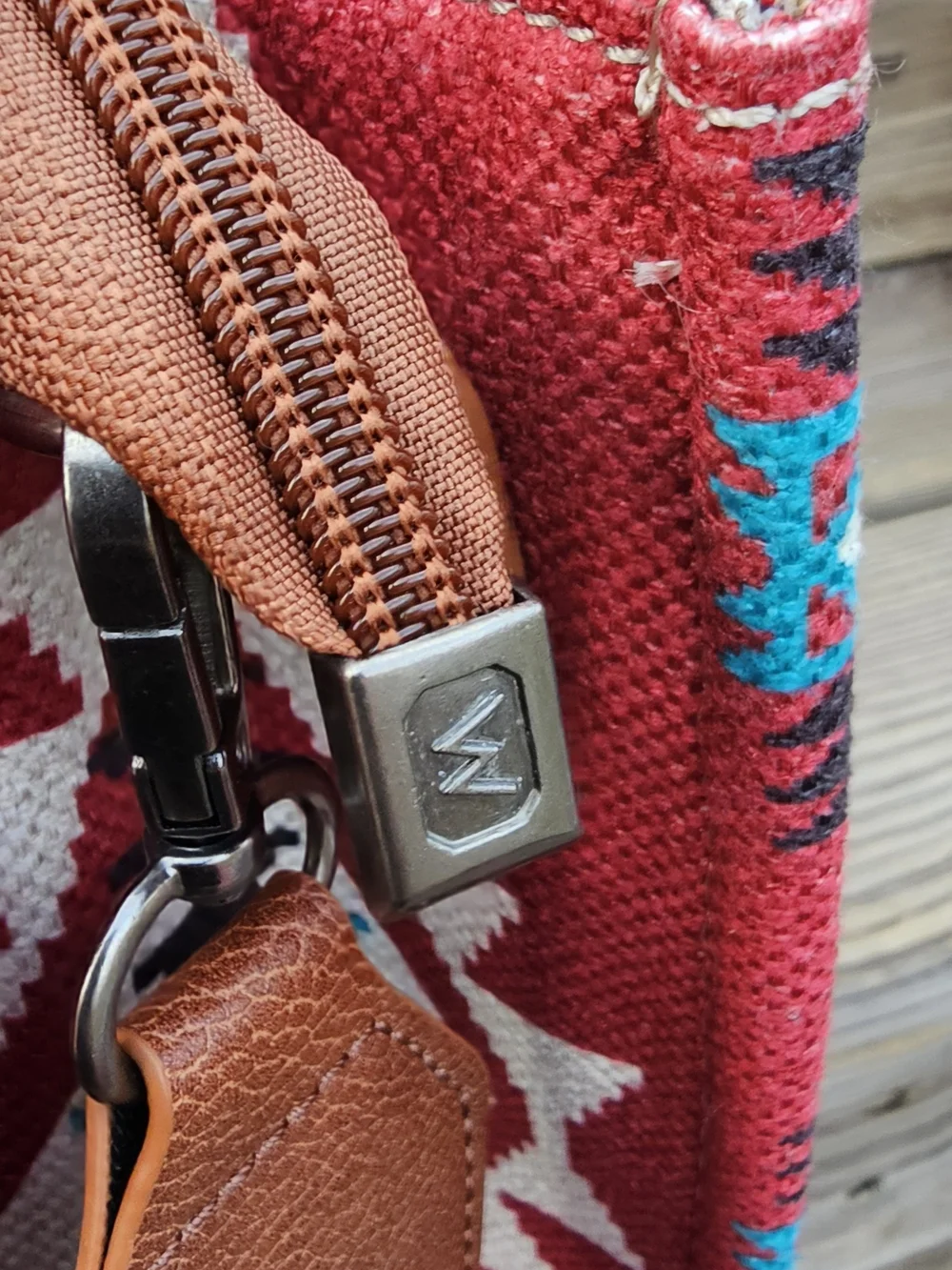 Wrangler Southwestern Print Crossbody Tote with Turquoise Accents